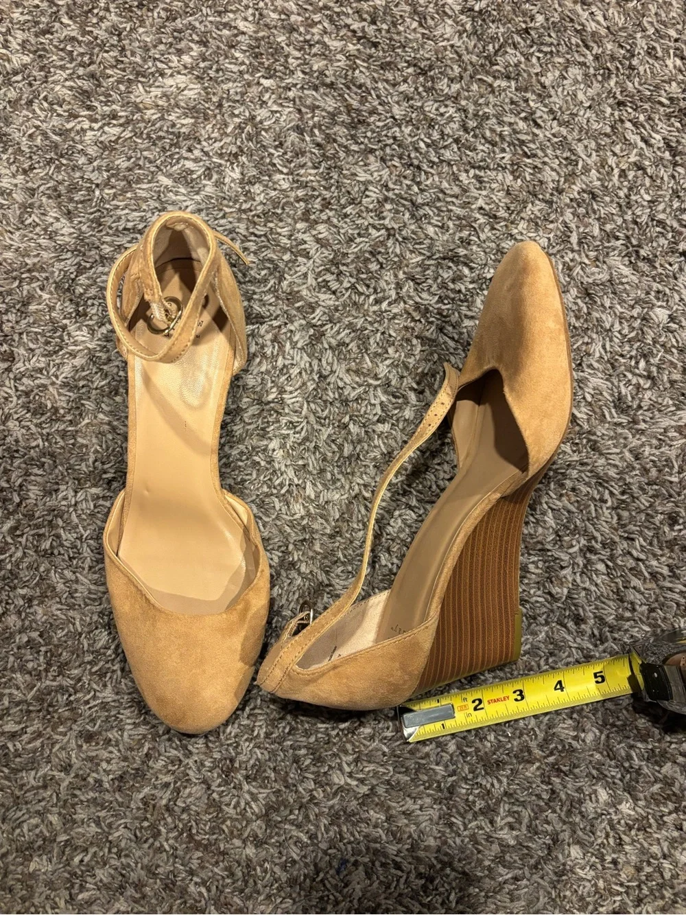 a new day Tan Suede-Look Wedge Sandals with Ankle Strap